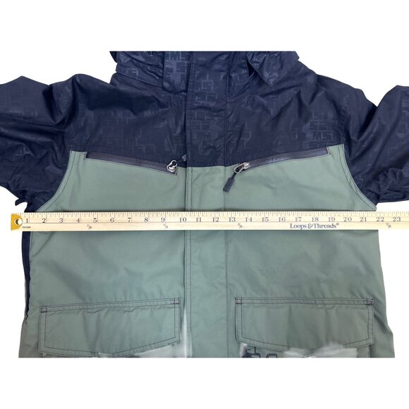 Sims Men’s S Snowboarding Jacket Army Green Black Hooded Grunge Full Zip - Picture 8 of 14